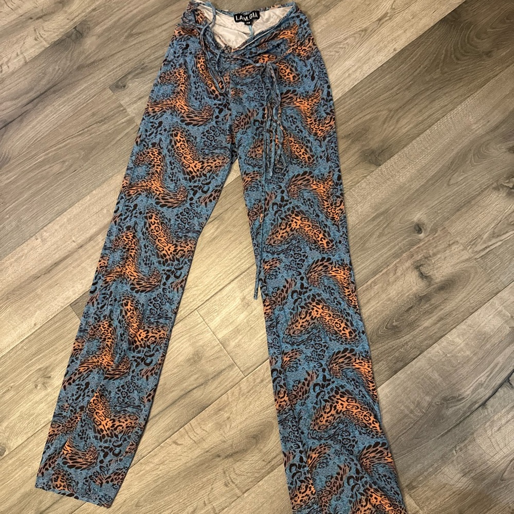 I.AM.GIA Blue and Brown Animal Print Pants